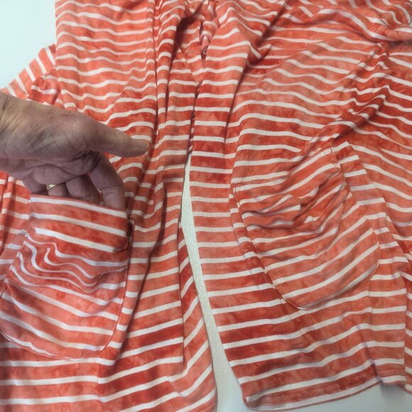 Virginia Taylor Size Small Red and White Striped Open Cardigan - Picture 13 of 14